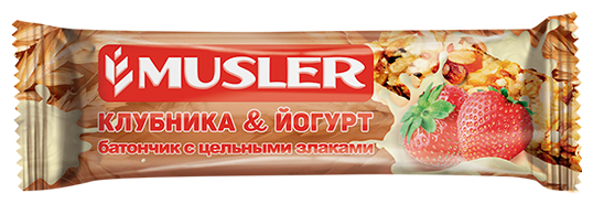 Батончик мюсли Musler в белой глазури Клубника и йогурт