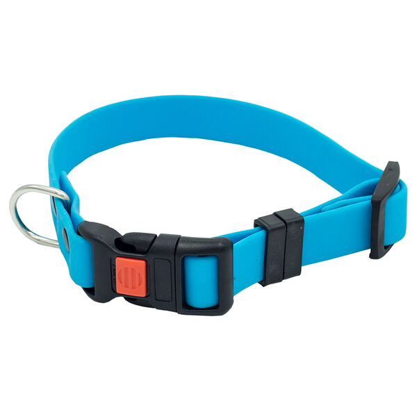 Ошейник из биотана с фастексом, матовый, голубой, 15 мм, обхват шеи 20-31 см