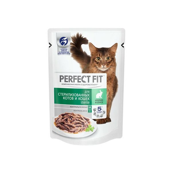 Корм для стерилизованных кошек Perfect Fit Кролик в соусе