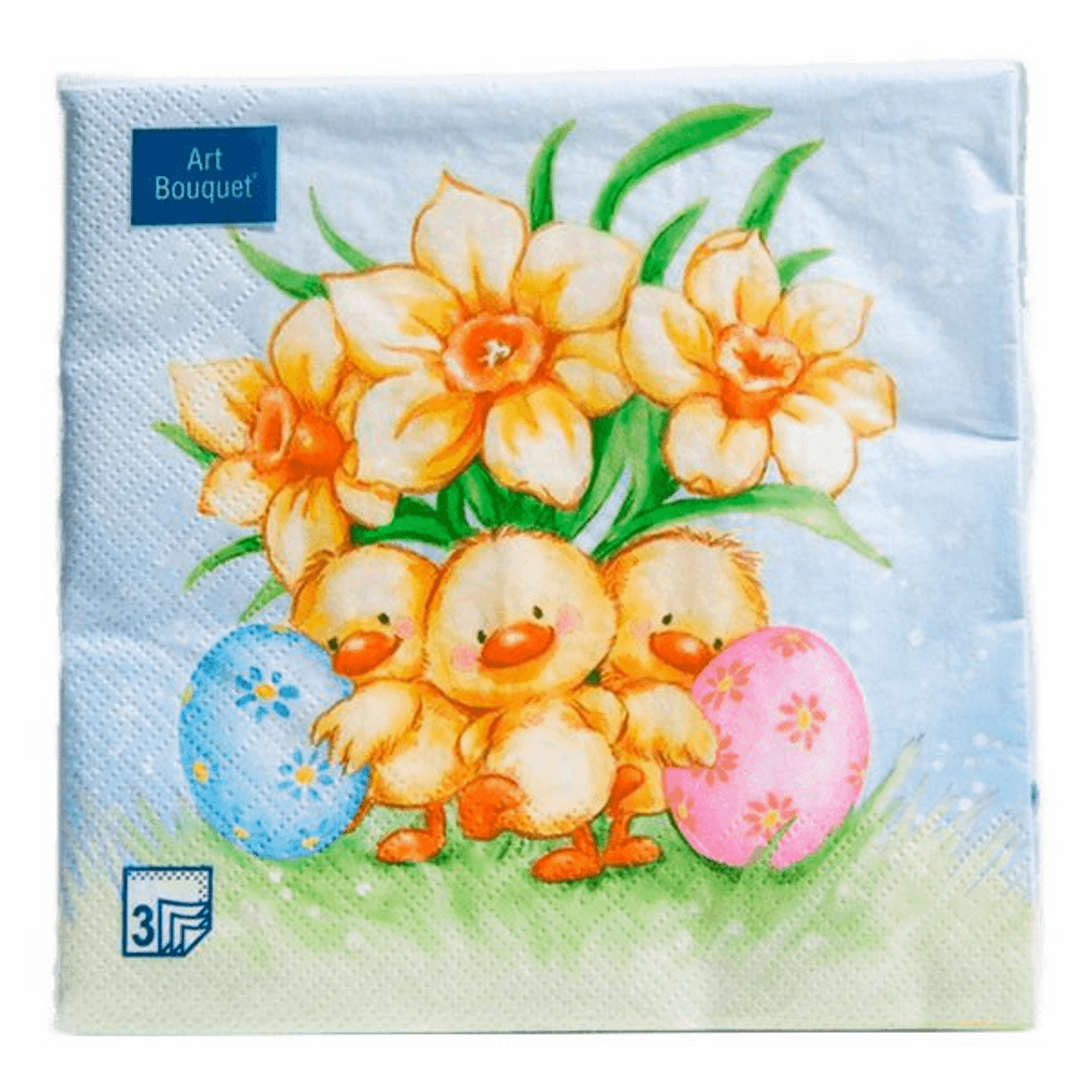 

Салфетки бумажные Art Bouquet Пасхальные утята 3 слоя 33х33 см 20 шт.