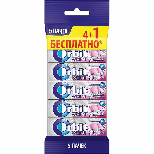 Жевательная резинка Orbit Bubblemint, 5шт по