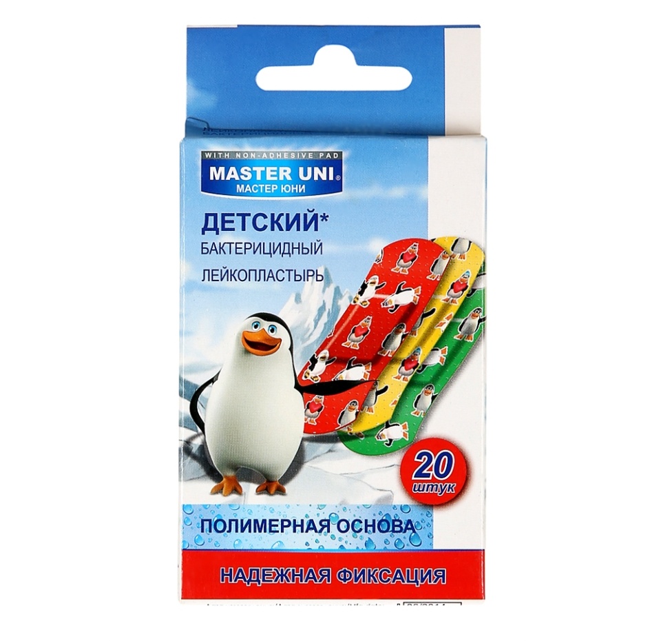 

Пластырь MASTER UNI Детский бактерицидный на полимерной основе PharmLine Ltd. упаковка 20шт Великобритания