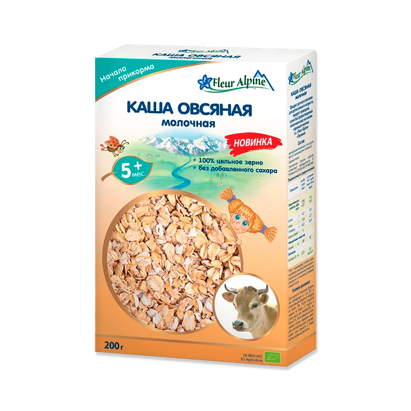 Каша Fleur Alpine Organic овсяная молочная для детей с 5 мес 200 г