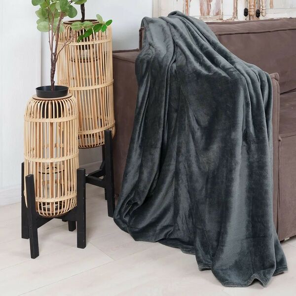 Плед Tinta, размер: 200х220см, микрофибра, тёмно-серый, 100% п/э