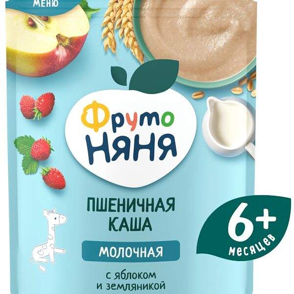Каша ФрутоНяня Пшеничная Яблоко земляника с 6 месяцев 200г