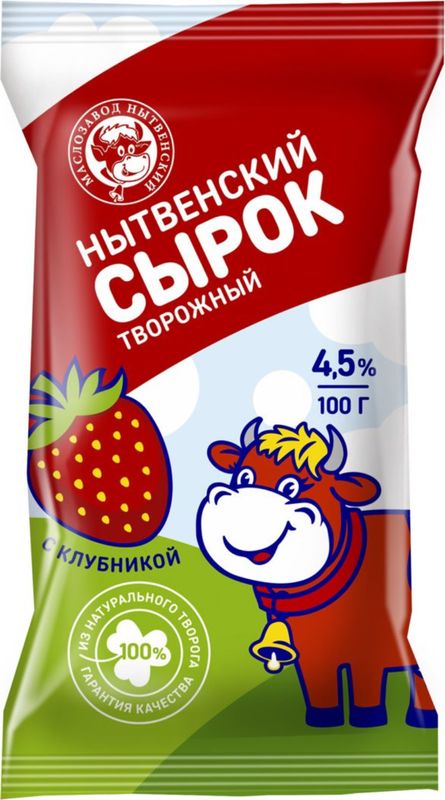 

Сырок Маслозавод Нытвенский с клубникой творожный 4.5% 100 г