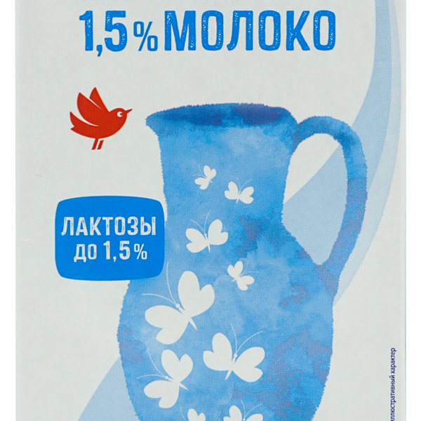 Молоко питьевое АШАН Красная птица низколактозное ультрапастеризованное 1,5%