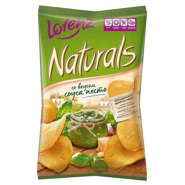 Чипсы картофельные Naturals cо вкусом соуса песто