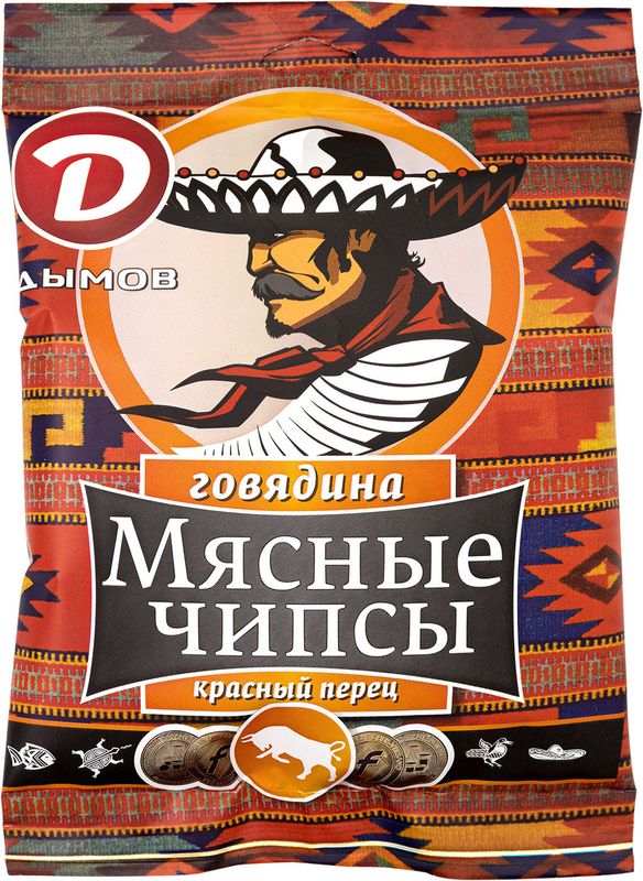

Чипсы мясные Дымов из говядины с красным перцем сыровяленые 25 г