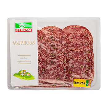 Колбаса сырокопчёная сухая Миланская Велком, нарезка