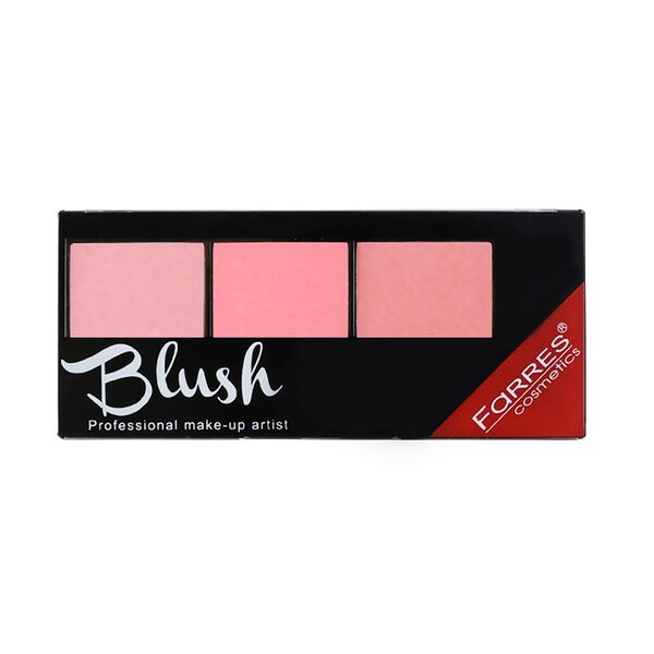 Румяна для лица Farres Blush 3 оттенка + кисть 04 Бежевый / Розовый 11г
