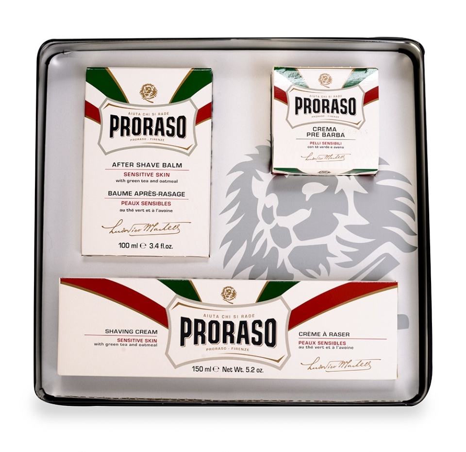 

Набор подарочный для бритья с зелёным чаем и экстрактом овса для чувствительной кожи, Proraso, 3 предмета (крем до бритья 100 мл, крем для бритья 150 мл, бальзам после бритья 100 мл), Италия