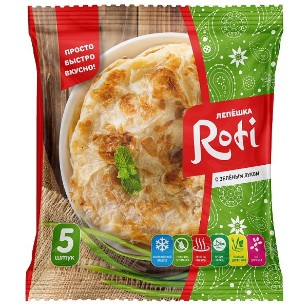

Лепешки Roti с зеленым луком замороженные 450 г