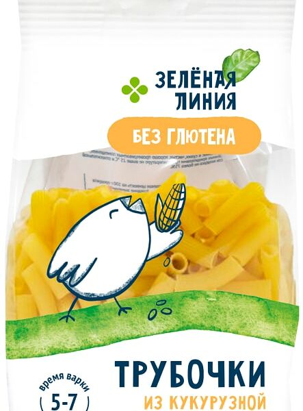 Макароны Зеленая Линия из рисовой и кукурузной муки Трубочки 250г