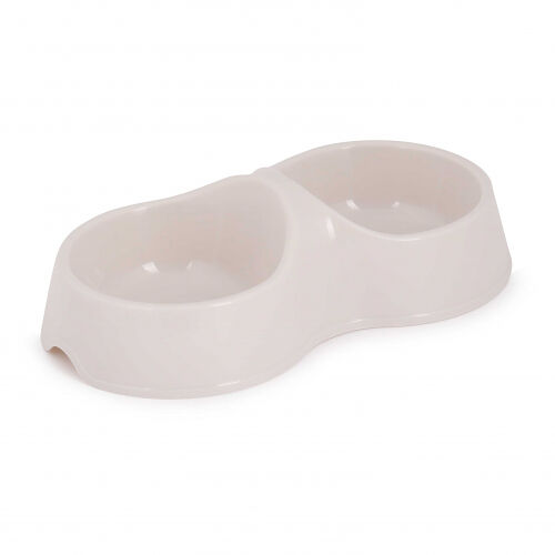 Миска для кошек двойная бежевая