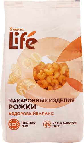 

Макароны безглютеновые ЛЕНТА LIFE Рожки, из кукурузной муки с добавлением амарантовой муки, 250г