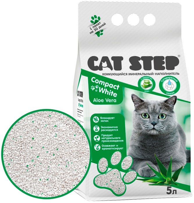 

Наполнитель комкующийся Cat Step Aloe Vera 5 л 4.2 кг