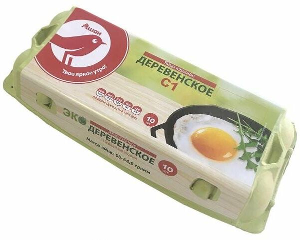 Яйца куриные АШАН Красная птица деревенские С1, 10 шт