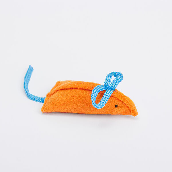 Игрушка с мятой для кошек Мышка Фани, 8х4,5х2,5 см, оранжевая