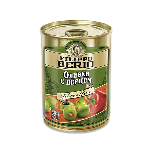 Оливки Filippo Berio с перцем 300 г