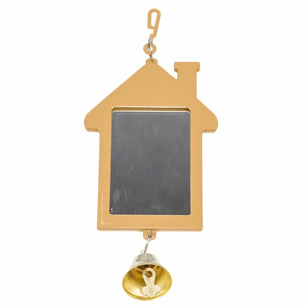 HOMEPET Зеркало для птиц избушка с колокольчиком бежевое 5х7см