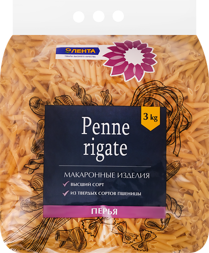 Макароны ЛЕНТА Перья ребристые группа А высший сорт