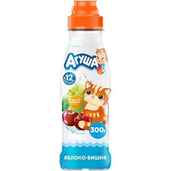 Вода и сок Агуша яблоко-вишня с 12 месяцев