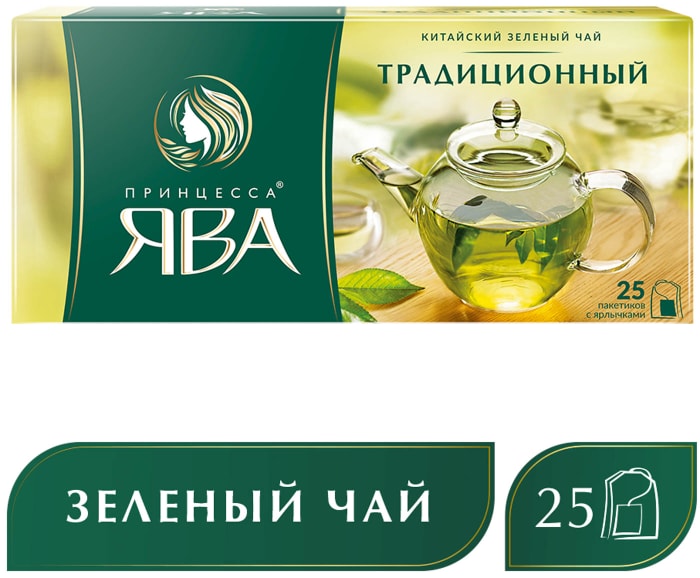 

Чай зеленый Принцесса Ява Традиционный в пакетиках 25 шт 50 г