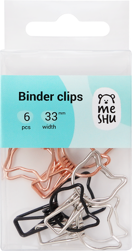Зажимы для бумаг MeShu Cute Cats цвет в ассортименте, 33 мм, 6шт