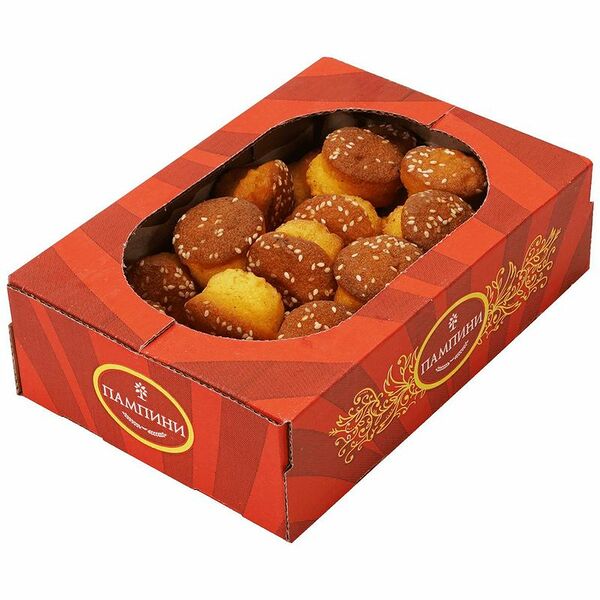Печенье бисквитное ПАМПИНИ Шоко-Пини с кунжутом и начинкой со вкусом вареная сгущенка