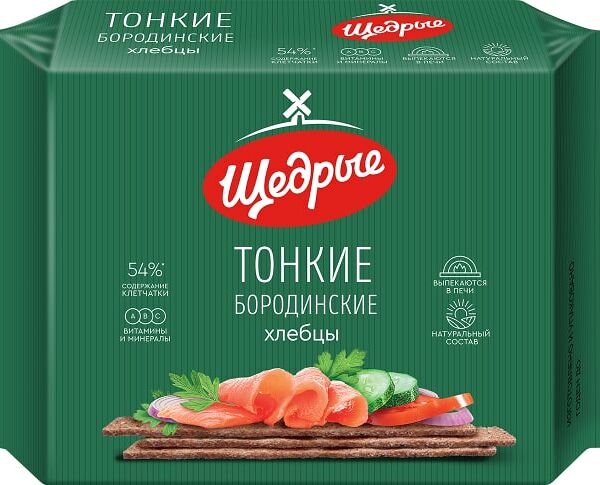 Хлебцы Щедрые Бородинские тонкие 170г