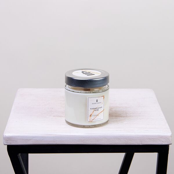 Ароматическая свеча, в стакане, c винтовой крышкой, Карамельный попкорон, 200 мл. (Карамельный кофе, D-6, H-12, прозрачный)