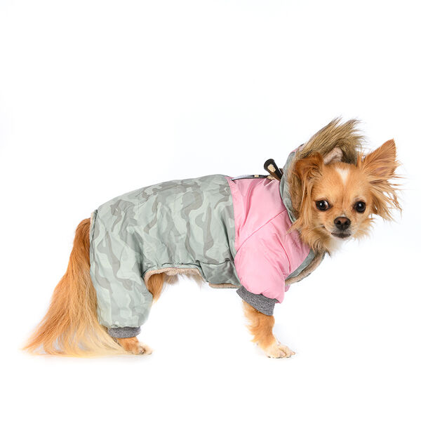 Комбинезон с капюшоном для собак S розовый (девочка)