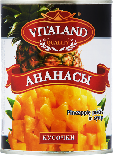 

Ананасы в сиропе Vitaland кусочки 565 г
