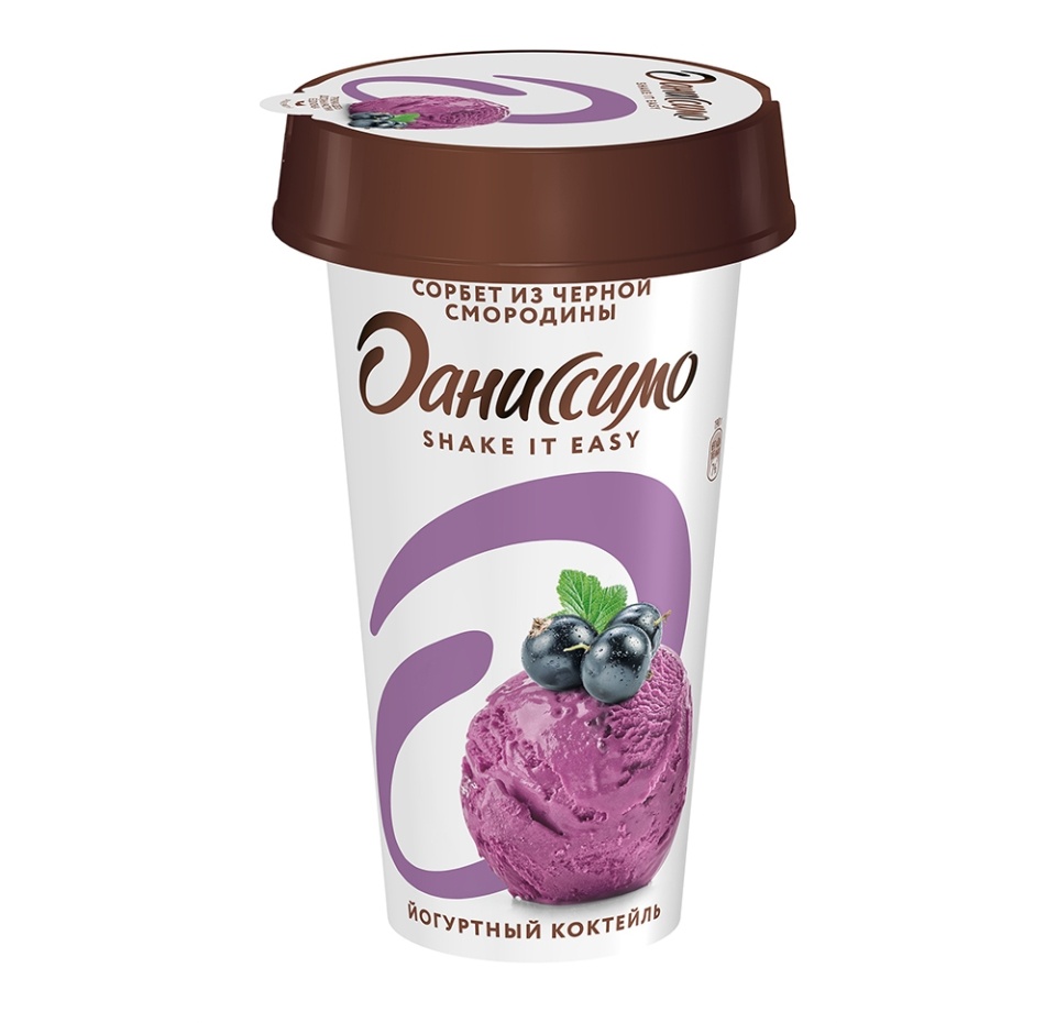 

Коктейль йогуртный со вкусом сорбета из чёрной смородины 2.7%, «Даниссимо», 190 мл, Россия, БЗМЖ