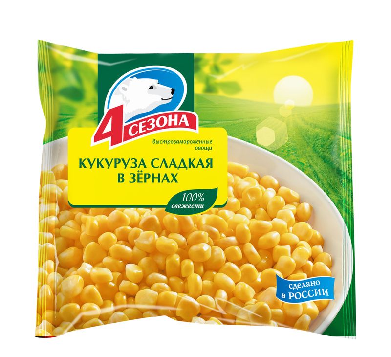 

Кукуруза сладкая 4 Сезона замороженная, в зернах 400 г