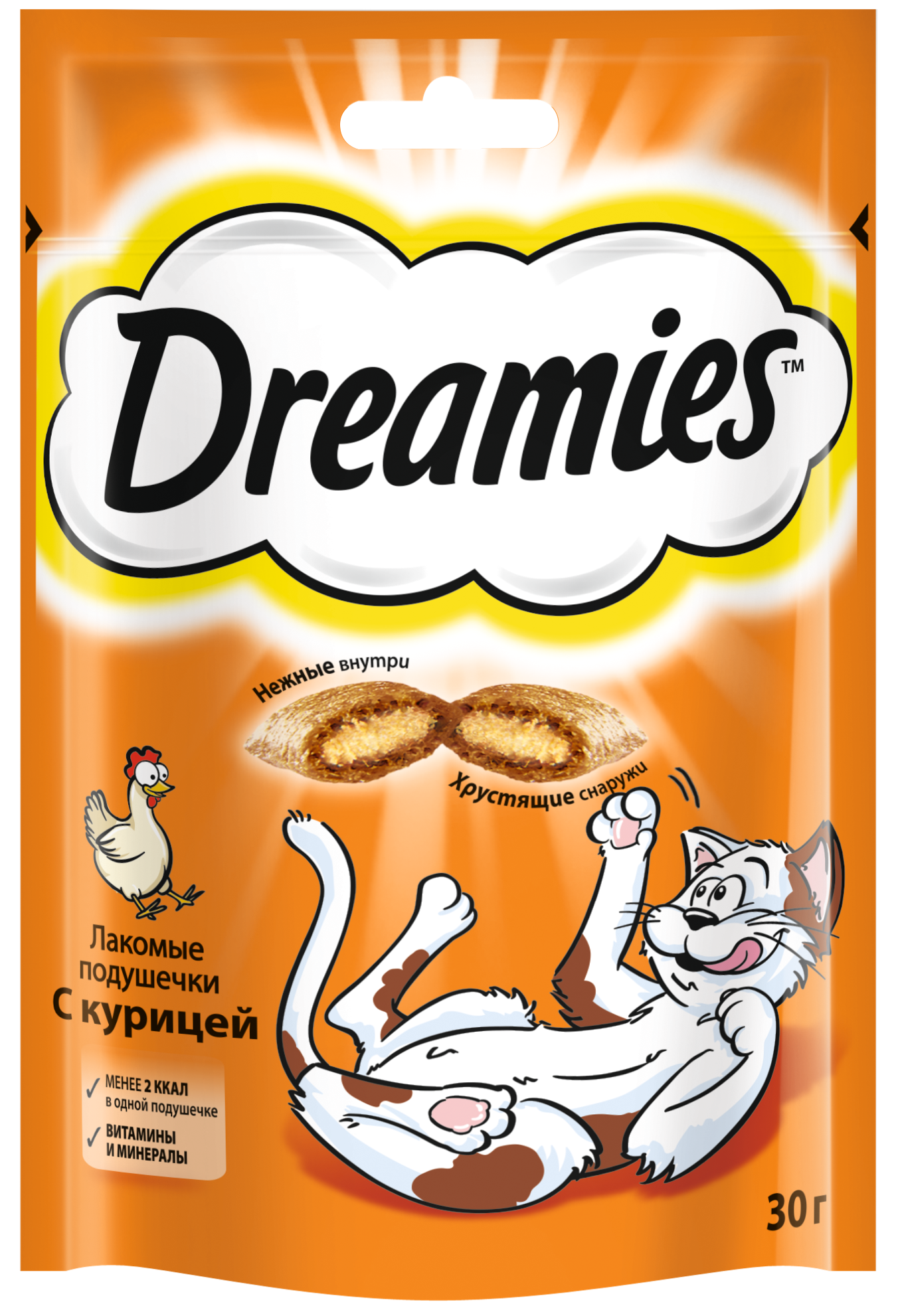 

Лакомство для кошек Dreamies подушечки с курицей, 30 г