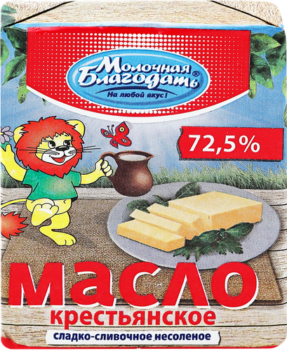 

Масло сливочное Молочная Благодать крестьянское 72.5% 180 г
