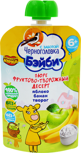 

Пюре Черноголовка Бэйби яблоко, банан, творог 85 г