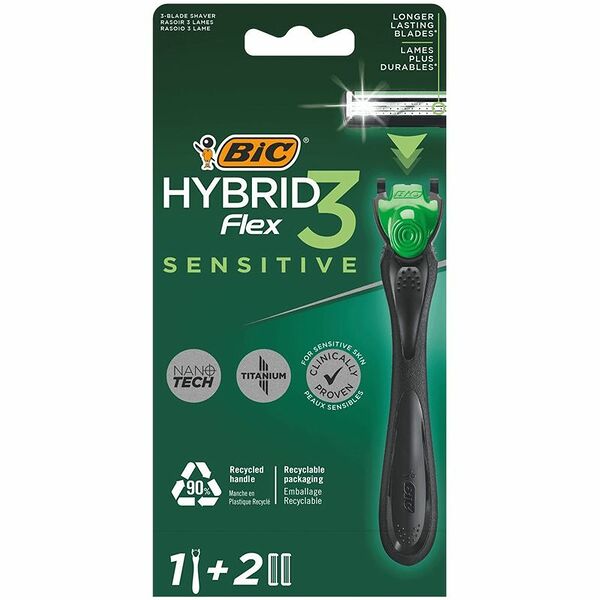 Бритва BIC Flex3 Hybrid, 1шт + 2 кассеты