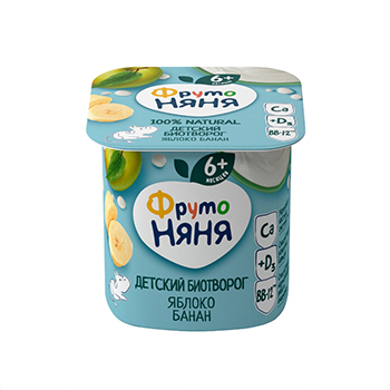 

Биотворог ФрутоНяня с яблоком и бананом обогащенный витамином D3 4.2% 100 г