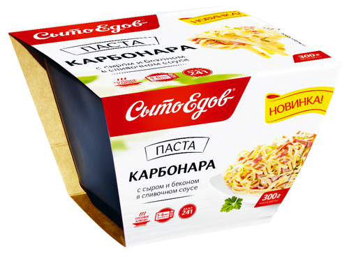 

Паста Сытоедов Карбонара с сыром и беконом в сливочном соусе 300 г