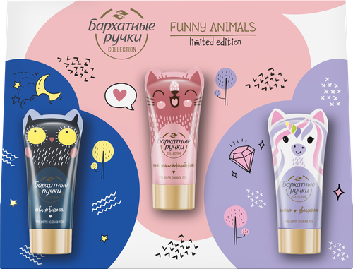 

Подарочный набор Бархатные ручки Funny Animals дизайн с ушастыми героями 45 мл x 3 шт