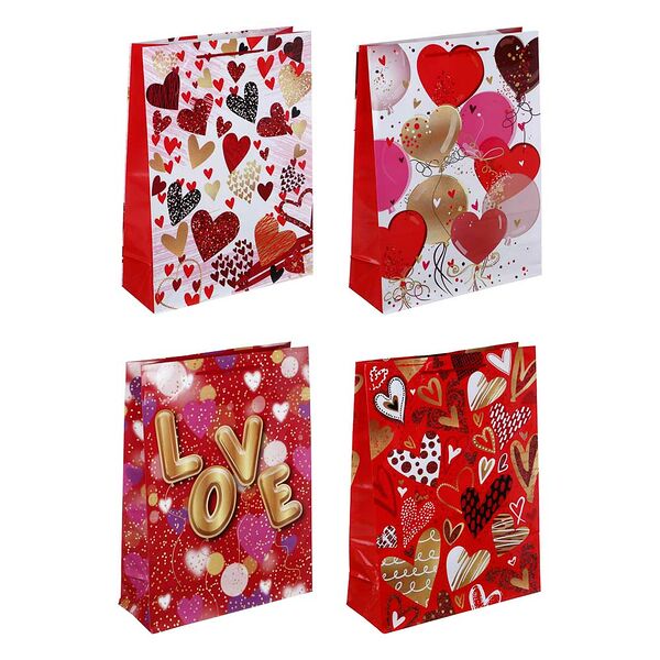 Ladecor пакет подарочный, бумажный, 31x42x12 см, 4 дизайна, сердца