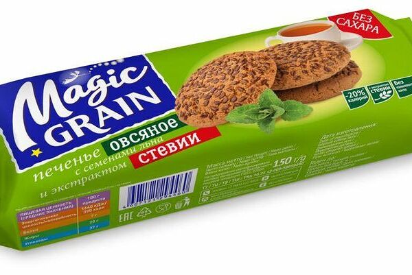 Печенье Хлебный Спас Magic Grain сдобное овсяное с семенами льна и экстрактом стевии, 150г