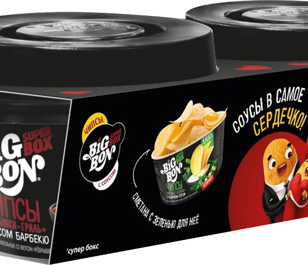 Чипсы Big Bon картофельные набор сметана с зеленью и ребрышки-гриль 210 г