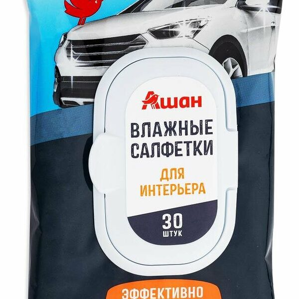 Салфетки влажные для интерьера автомобиля, 30 шт ТМ Ашан Красная птица