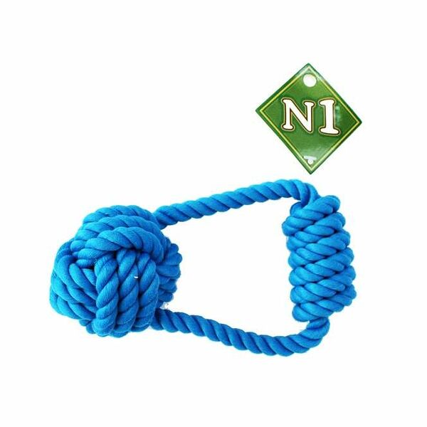 Игрушка N1 Грейфер петля с ручкой и узлом синий для собак 15 см
