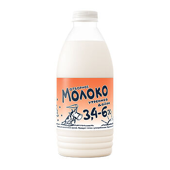 Молоко цельное Утренней дойки пастеризованное 3,4%-6% 0.93л 