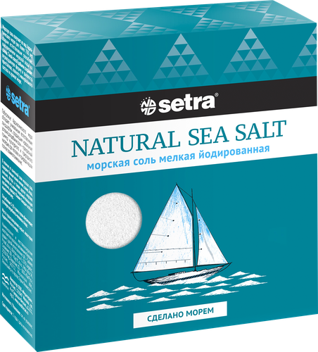 

Соль Setra морская йодированная мелкая 500 г